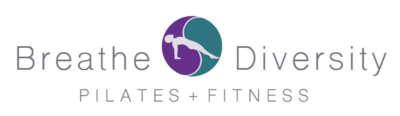 Breathe Diversity Pilates + Fitness logo with a stylized person in a purple and teal circle
