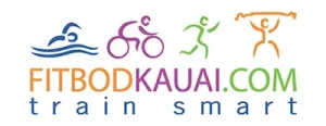 Fitbodkauai.com logo with colorful fitness icons and the words train smart