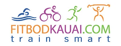 Fitbodkauai.com logo with colorful fitness icons and the words train smart